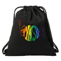 Rainbow Color Fish Cool Drawstring Bag