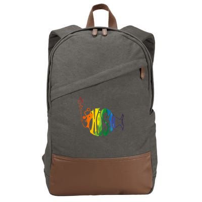 Rainbow Color Fish Cool Cotton Canvas Backpack