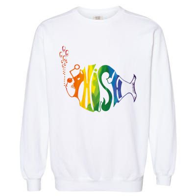 Rainbow Color Fish Cool Garment-Dyed Sweatshirt