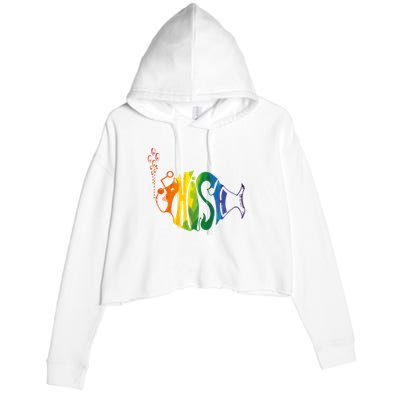 Rainbow Color Fish Cool Crop Fleece Hoodie