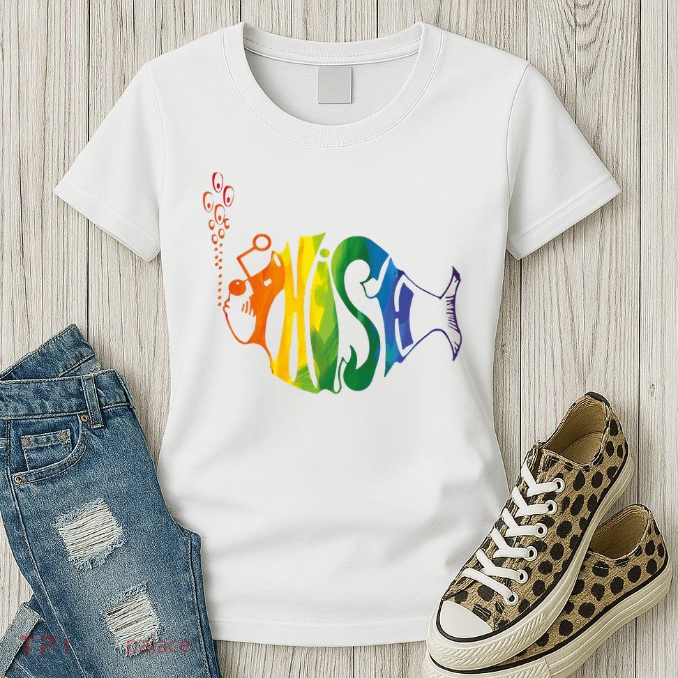 Rainbow Color Fish Cool Womens T-Shirt