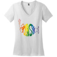 Rainbow Color Fish Cool Women's V-Neck T-Shirt