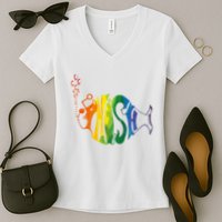 Rainbow Color Fish Cool Women's V-Neck T-Shirt