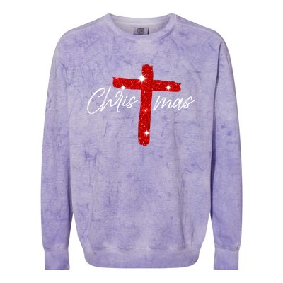 Retro Christmas Faith Cross Xmas Jesus Christmas Colorblast Crewneck Sweatshirt