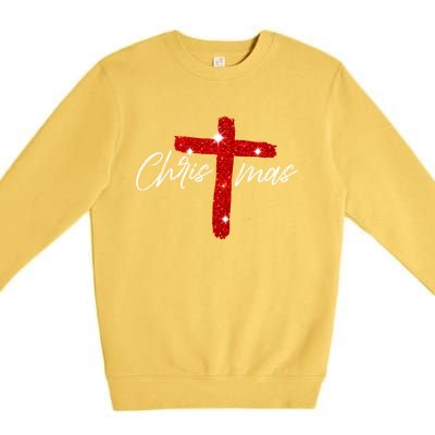 Retro Christmas Faith Cross Xmas Jesus Christmas Premium Crewneck Sweatshirt