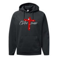 Retro Christmas Faith Cross Xmas Jesus Christmas Performance Fleece Hoodie