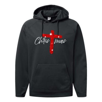 Retro Christmas Faith Cross Xmas Jesus Christmas Performance Fleece Hoodie