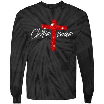 Retro Christmas Faith Cross Xmas Jesus Christmas Tie-Dye Long Sleeve Shirt