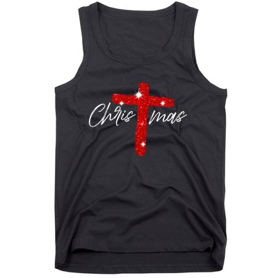 Retro Christmas Faith Cross Xmas Jesus Christmas Tank Top