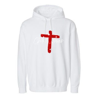 Retro Christmas Faith Cross Xmas Jesus Christmas Garment-Dyed Fleece Hoodie