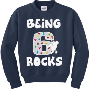 Rock Climbing Funny 6 Years Old 6th Birthday Gift Kids Sweatshirt