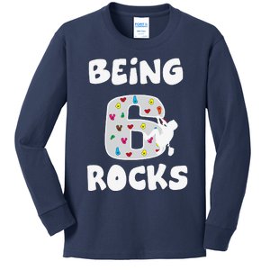 Rock Climbing Funny 6 Years Old 6th Birthday Gift Kids Long Sleeve Shirt