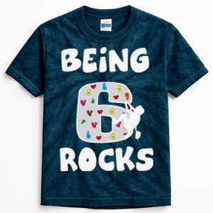 Rock Climbing Funny 6 Years Old 6th Birthday Gift Kids Tie-Dye T-Shirt