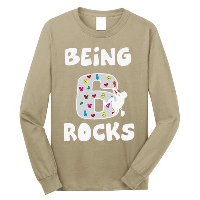 Rock Climbing Funny 6 Years Old 6th Birthday Gift Long Sleeve Shirt