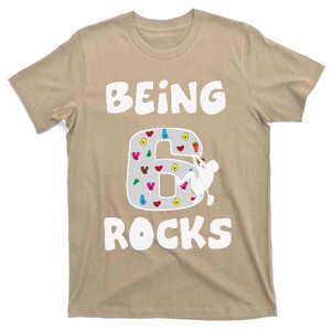 Rock Climbing Funny 6 Years Old 6th Birthday Gift T-Shirt