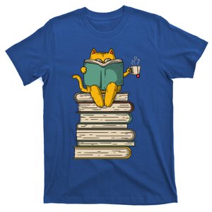 Reading Cat Funny Book And Tea Lover Gift T-Shirt