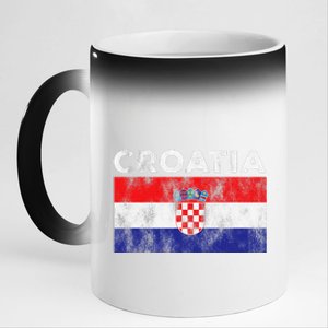 Retro Croatia Flag Croatian Travel Souvenir 11oz Black Color Changing Mug