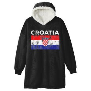 Retro Croatia Flag Croatian Travel Souvenir Hooded Wearable Blanket