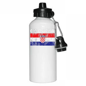 Retro Croatia Flag Croatian Travel Souvenir Aluminum Water Bottle