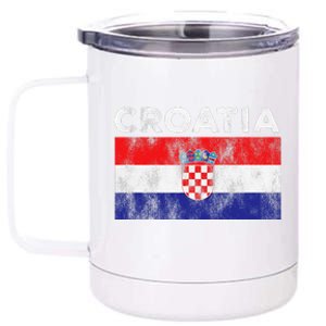 Retro Croatia Flag Croatian Travel Souvenir 12 oz Stainless Steel Tumbler Cup