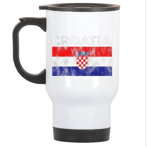 Retro Croatia Flag Croatian Travel Souvenir Stainless Steel Travel Mug