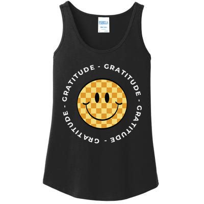 Retro Checkered Face Retro Groovy Gratitude Ladies Essential Tank