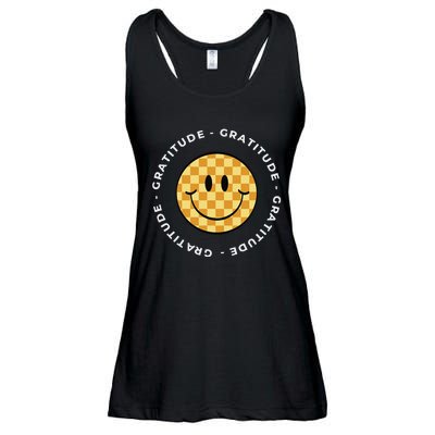 Retro Checkered Face Retro Groovy Gratitude Ladies Essential Flowy Tank