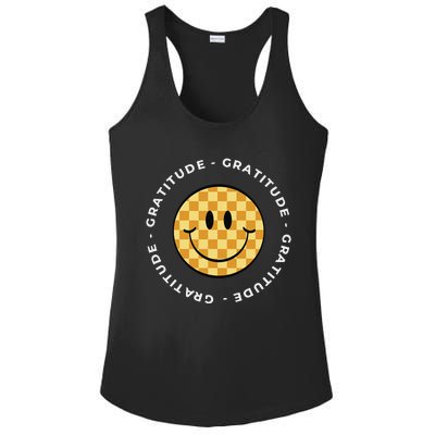 Retro Checkered Face Retro Groovy Gratitude Ladies PosiCharge Competitor Racerback Tank