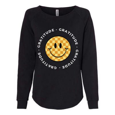 Retro Checkered Face Retro Groovy Gratitude Womens California Wash Sweatshirt