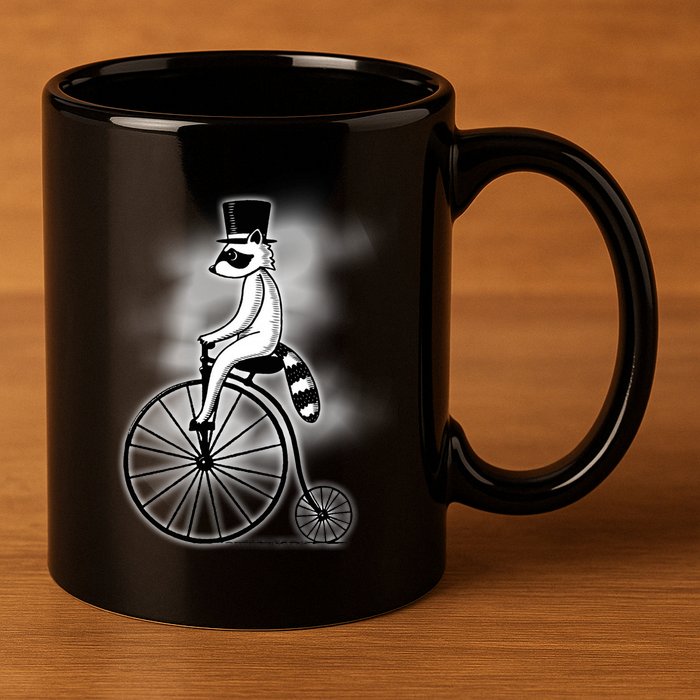Raccon Circus Funny Fancy Raccon 11oz C Handle Ceramic Mug
