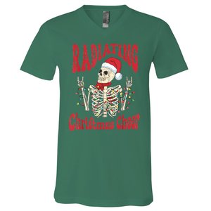 Radiology Christmas Funny Santa Skeleton Xray Technician Rad Tech Xmas Gift V-Neck T-Shirt