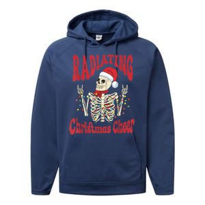 Radiology Christmas Funny Santa Skeleton Xray Technician Rad Tech Xmas Gift Performance Fleece Hoodie