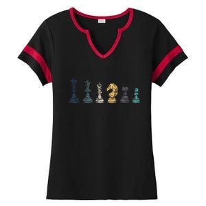 Retro Chess Funny Gift Ladies Halftime Notch Neck Tee