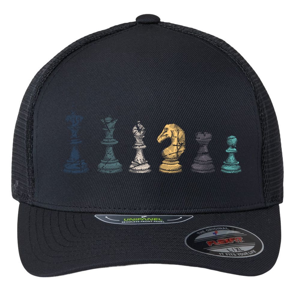 Retro Chess Funny Gift Flexfit Unipanel Trucker Cap