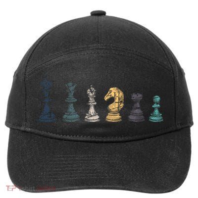 Retro Chess Funny Gift 7-Panel Snapback Hat