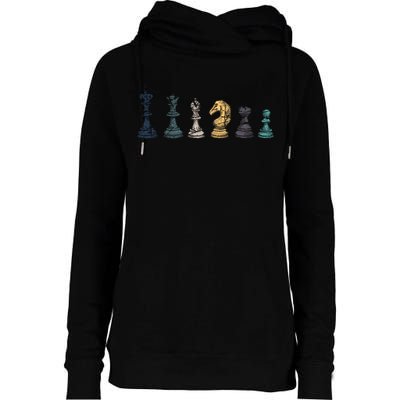Retro Chess Funny Gift Womens Funnel Neck Pullover Hood