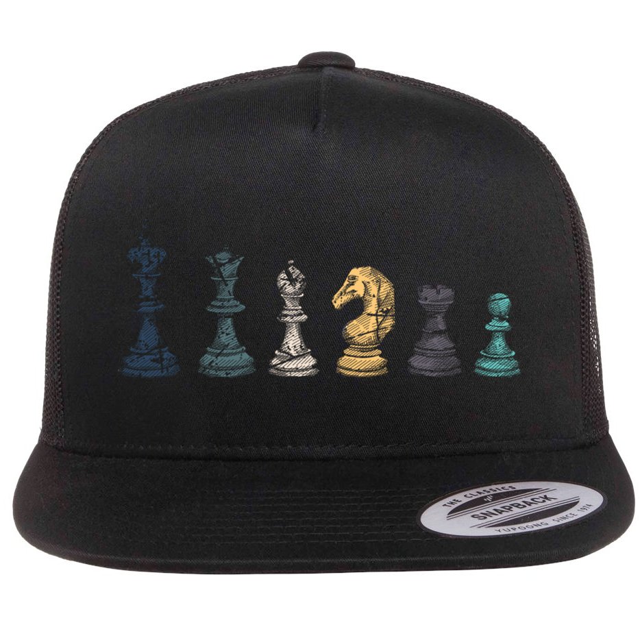 Retro Chess Funny Gift Flat Bill Trucker Hat