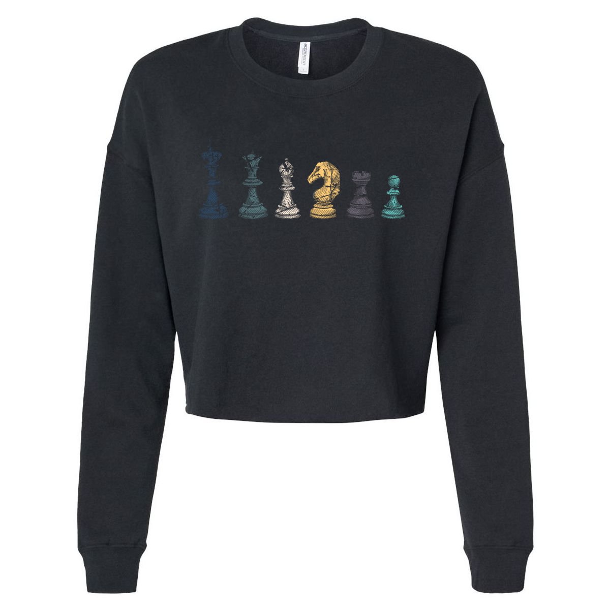 Retro Chess Funny Gift Cropped Pullover Crew