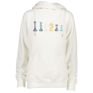 Retro Chess Funny Gift Womens Funnel Neck Pullover Hood