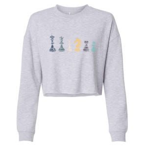 Retro Chess Funny Gift Cropped Pullover Crew