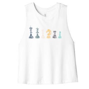 Retro Chess Funny Gift Women's Racerback Cropped Tank