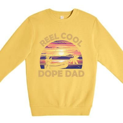 Reel Cool Father Day Fishing Dope Dad Weed Marijuana Stoner Premium Crewneck Sweatshirt