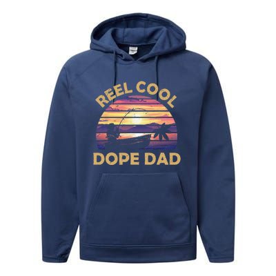 Reel Cool Father Day Fishing Dope Dad Weed Marijuana Stoner Performance Fleece Hoodie