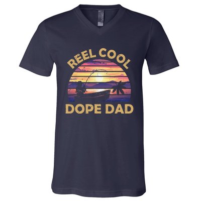 Reel Cool Father Day Fishing Dope Dad Weed Marijuana Stoner V-Neck T-Shirt