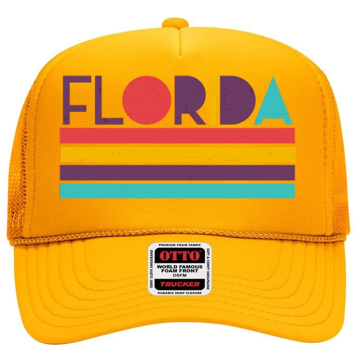 Retro Colors Florida High Crown Mesh Back Trucker Hat