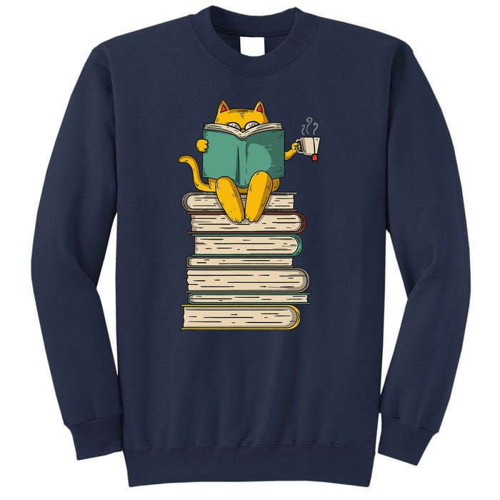 Reading Cat Funny Book & Tea Lover Gift Sweatshirt