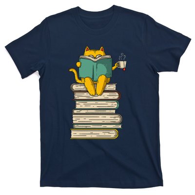 Reading Cat Funny Book & Tea Lover Gift T-Shirt