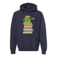 Reading Cat Funny Book & Tea Lover Gift Premium Hoodie