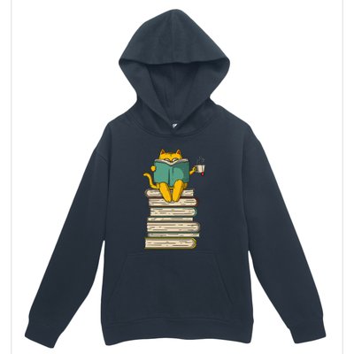 Reading Cat Funny Book & Tea Lover Gift Urban Pullover Hoodie