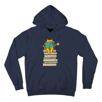 Reading Cat Funny Book & Tea Lover Gift Tall Hoodie